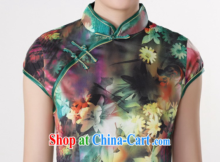Summer new short-sleeved dresses and stylish improved antique Chinese emulation, the long cheongsam dress saffron XXL