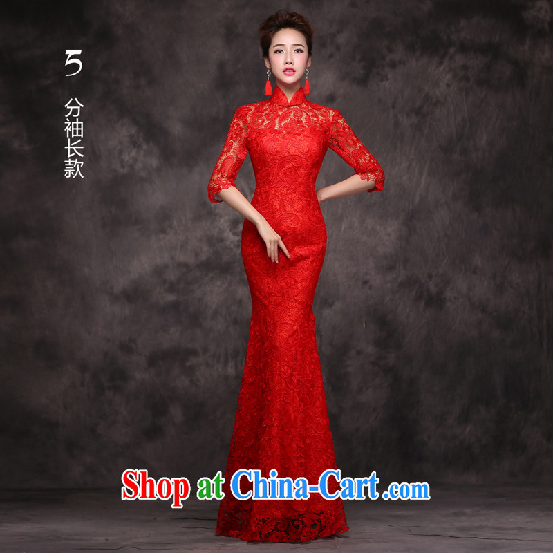 Jie MIA 2015 new toast Service Bridal Fashion wedding dresses spring long-sleeved red Chinese Dress long, autumn and winter, red long-sleeved XL