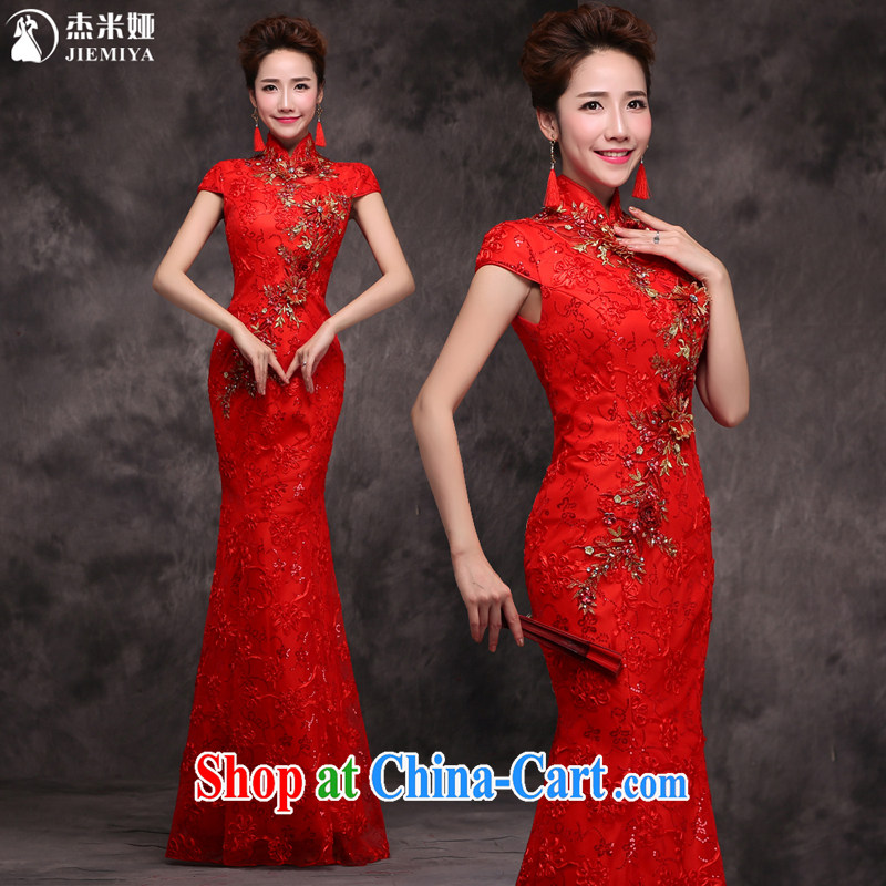Jie MIA toast Service Bridal Fashion 2015 New Red wedding dresses fall short-sleeved Chinese Dress Long Red Beauty S, Jake Mia, and shopping on the Internet