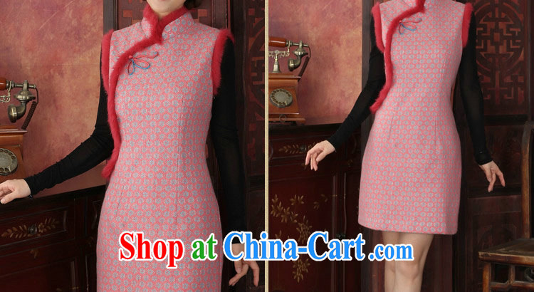 spend the winter cheongsam dress Chinese, Chinese style thick lace cheongsam rabbit hair flower clip cheongsam dress dress pink 3 XL pictures, price, brand platters! Elections are good character, the national distribution, so why buy now enjoy more preferential! Health