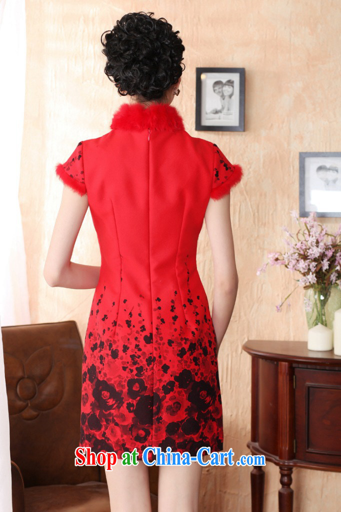 Dan smoke-free fall and winter cheongsam dress with short hair it improved rabbit hair for bridal dresses ebullient red cheongsam qipao annual red XL pictures, price, brand platters! Elections are good character, the national distribution, so why buy now enjoy more preferential! Health