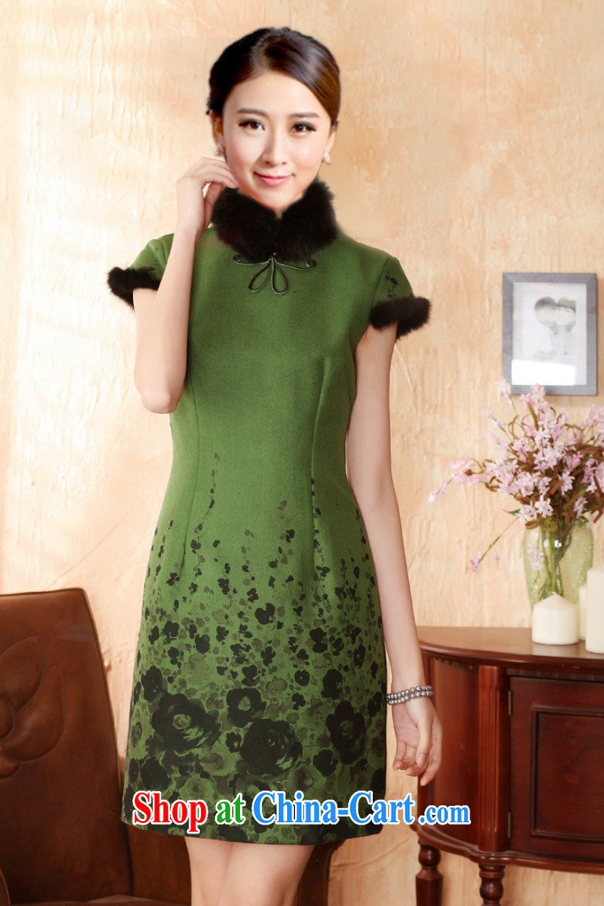 Dan smoke-free fall and winter cheongsam dress with short hair it improved rabbit hair for bridal dresses ebullient red cheongsam qipao annual red XL pictures, price, brand platters! Elections are good character, the national distribution, so why buy now enjoy more preferential! Health