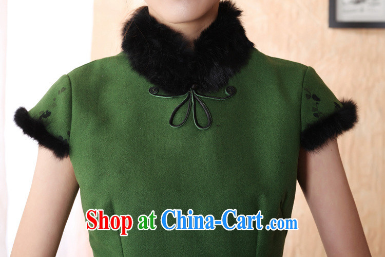 spend the winter cheongsam dress with short hair it improved rabbit hair for bridal dresses ebullient red cheongsam qipao annual green XL pictures, price, brand platters! Elections are good character, the national distribution, so why buy now enjoy more preferential! Health