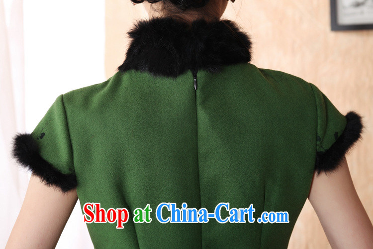 spend the winter cheongsam dress with short hair it improved rabbit hair for bridal dresses ebullient red cheongsam qipao annual green XL pictures, price, brand platters! Elections are good character, the national distribution, so why buy now enjoy more preferential! Health