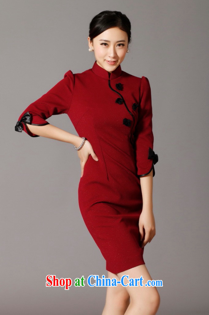 Dan smoke cheongsam dress SPRING CHINESE improved, manually for three-dimensional flower knitting fashion cheongsam dress cheongsam banquet serving wine red 3XL pictures, price, brand platters! Elections are good character, the national distribution, so why buy now enjoy more preferential! Health