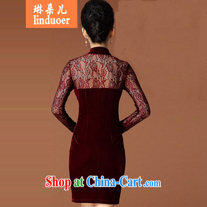 Lin's Flower Spring 2015 in Europe and won a wind OL retro dresses lace spell receive waist dress black XL, Catherine's flower child (linduoer), online shopping