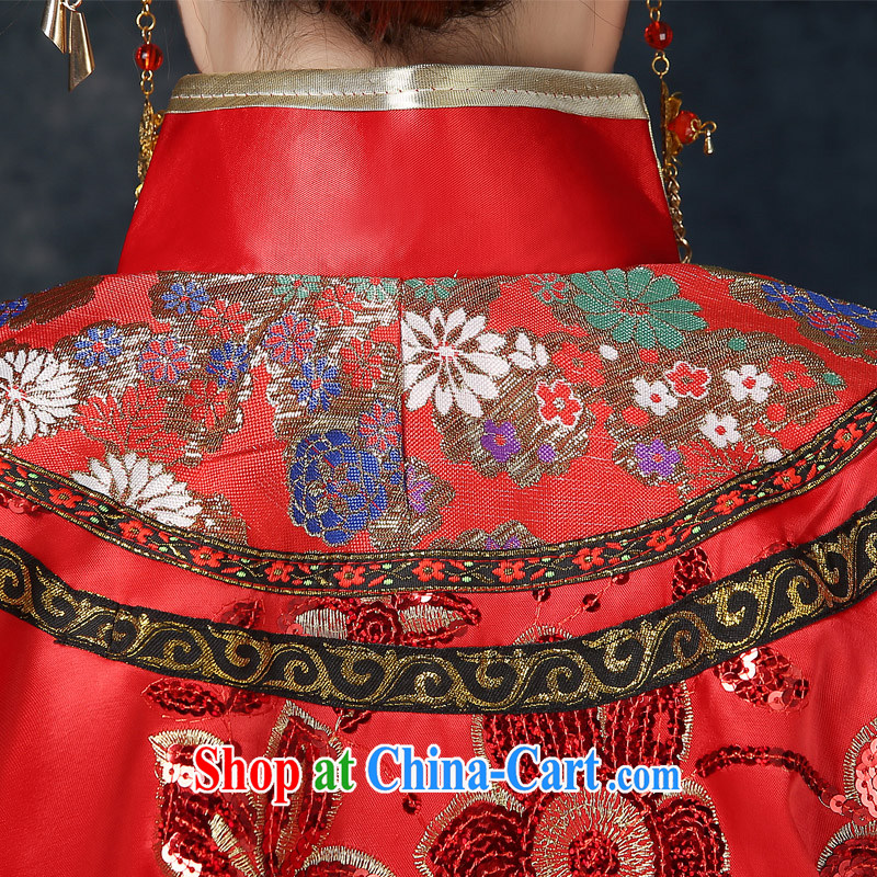 Su-wo Service Bridal wedding dress red Chinese Antique long-sleeved long serving toast wedding dresses show kimono Dragon pregnant women use to wear the cheongsam dress code summer dress red XL, Abby (SOFIE ABBY), online shopping