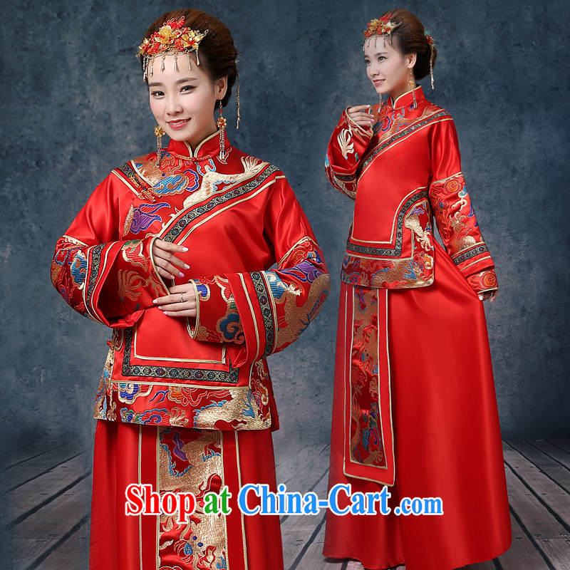 Summer 2015 new show reel service Chinese married women dress pregnant women who marry Yi red phoenix use long-sleeved long antique dresses toast clothing red XL, Sophie than AIDS (SOFIE ABBY), online shopping