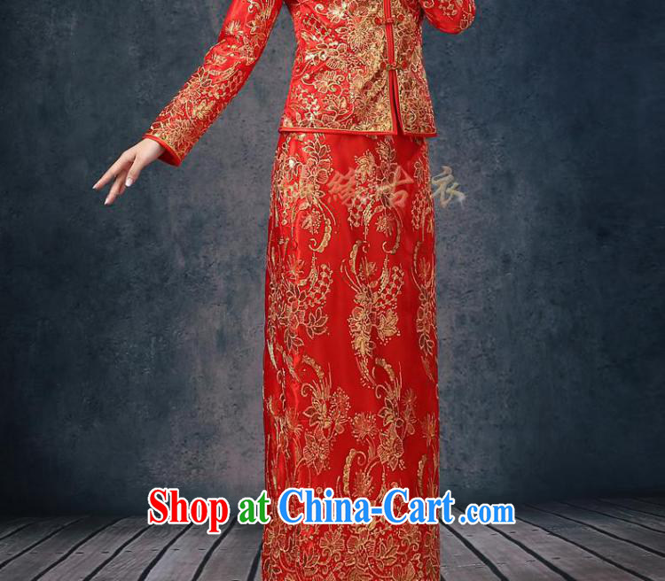 Use Phoenix not show groups serving Chinese dress, long dresses bows service improved retro married Yi bridal long-sleeved style wedding dress summer 2015 New Red XL pictures, price, brand platters! Elections are good character, the national distribution, so why buy now enjoy more preferential! Health