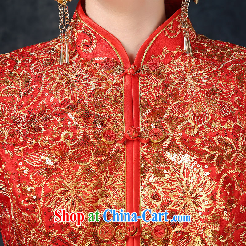 Use Phoenix Is Not Su-wo clothing Chinese Dress long robes bows service improved retro married Yi bridal long-sleeved style wedding dresses 2015 summer New Red XL, Sophie aids (SOFIE ABBY), online shopping