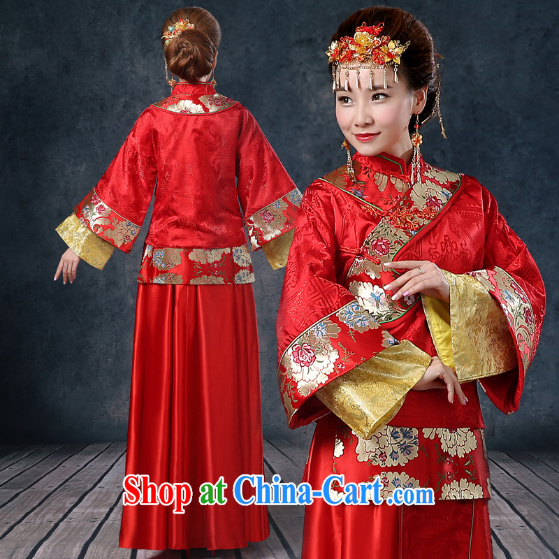 Summer 2015 new bridal wedding dresses red toast serving long-soo kimono Chinese wedding dress long-sleeved dresses Soo Wo service use phoenix retro married Yi red XL, Abby (SOFIE ABBY), online shopping