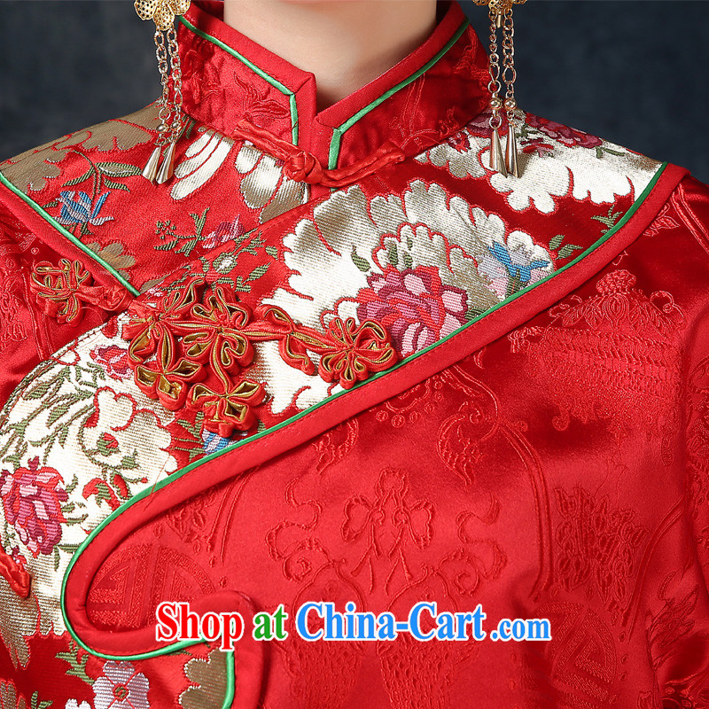 Summer 2015 new bridal wedding dresses red toast serving long-soo kimono Chinese wedding dress long-sleeved dresses Soo Wo service use phoenix retro married Yi red XL, Abby (SOFIE ABBY), online shopping