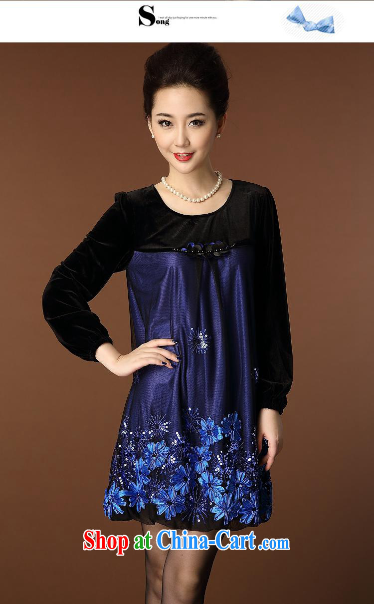 Ya-ting in 2014 older women with autumn embroidery long-sleeved dress code the mother load autumn female blue XXXL pictures, price, brand platters! Elections are good character, the national distribution, so why buy now enjoy more preferential! Health