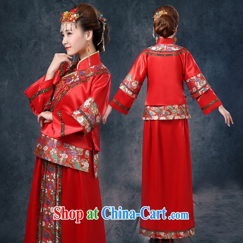 Summer 2015 new Su-wo service bridal gown red Chinese Antique married Yi toast served long-sleeved wedding dresses Phoenix pregnant women use wedding dress red XL, Abby (SOFIE ABBY), online shopping