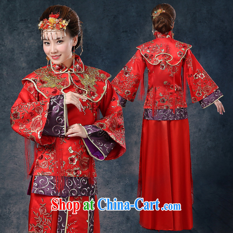 Show groups serving Phoenix and Cherrie Ying, costumed bride married Yi red Chinese wedding toast serving long-sleeved wedding dress show kimono summer 2015 New Red XL, Abby (SOFIE ABBY), online shopping