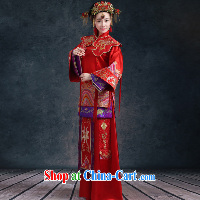 2015 new Cherrie Ying Sau WO Service Bridal wedding dresses red toast clothing Chinese wedding married Yi long, long-sleeved dresses skirts show Summer kimono girl red L, than AIDS (SOFIE ABBY), online shopping
