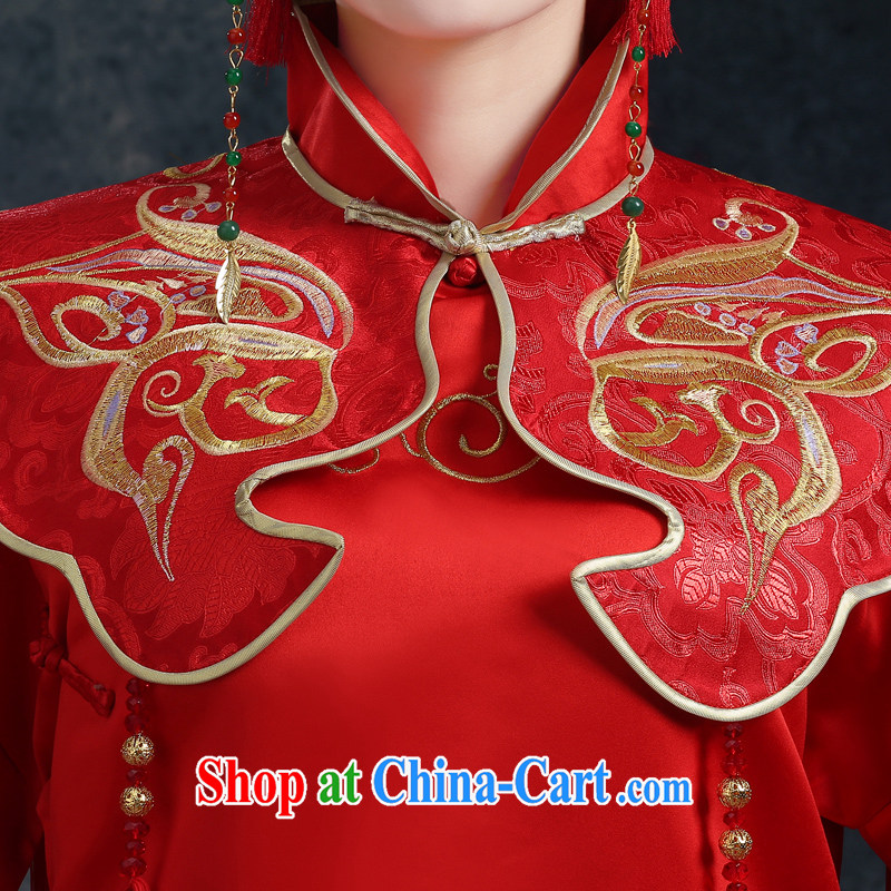 2015 new Cherrie Ying Sau WO Service Bridal wedding dresses red toast clothing Chinese wedding married Yi long, long-sleeved dresses skirts show Summer kimono girl red L, than AIDS (SOFIE ABBY), online shopping