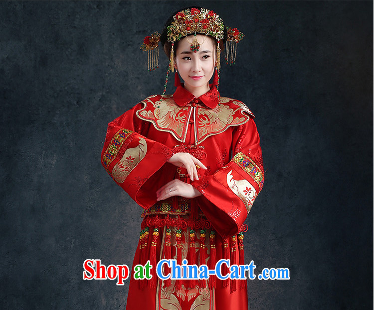 Ms Audrey EU Qi Su-wo clothing Chinese wedding dress Phoenix bride and married Yi long-sleeved robes bows serving large, cultivating new summer, female Red XXL pictures, price, brand platters! Elections are good character, the national distribution, so why buy now enjoy more preferential! Health