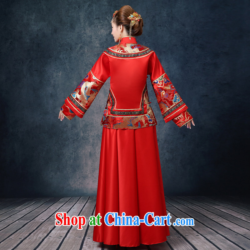 Wei Qi Su-wo service Chinese married women dress summer new pregnant women married Yi red phoenix and long-sleeved retro dresses serving toast the Code Red XXL Qi, Ms Audrey EU Yuet-mee, QI WAVE), online shopping