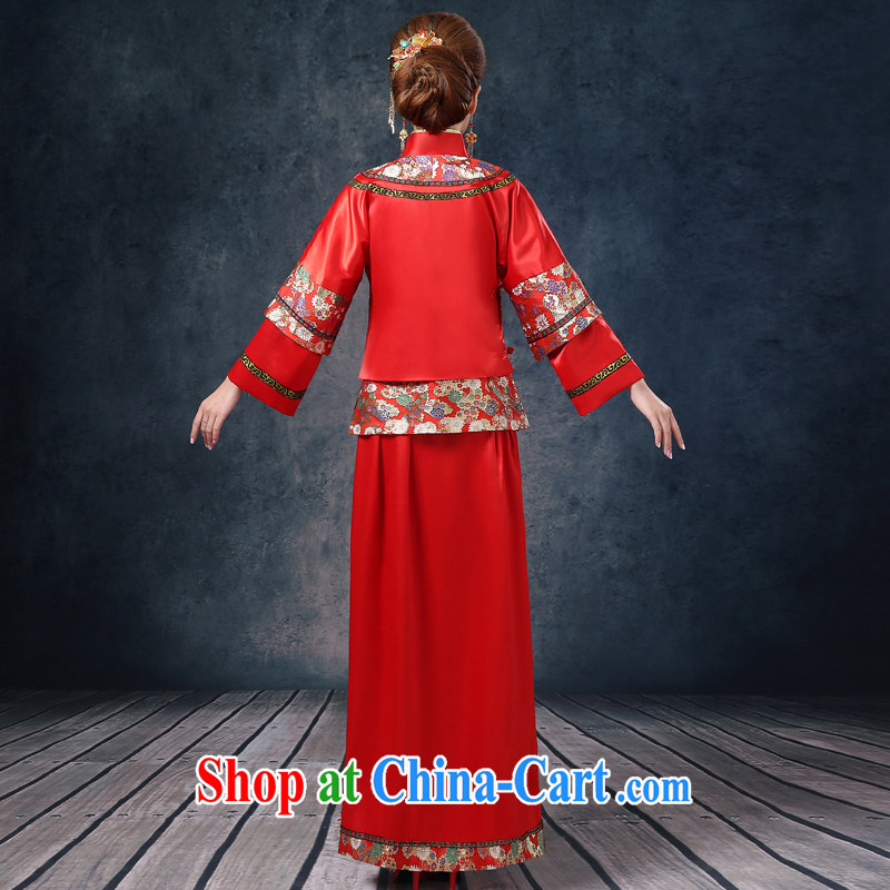 Wei Qi Su Wo service 2015 summer new bridal gown red Chinese Antique woman serving toast marriage long-sleeved dresses Phoenix pregnant women use red XXL Qi, Ms Audrey EU Yuet-mee, QI WAVE), online shopping