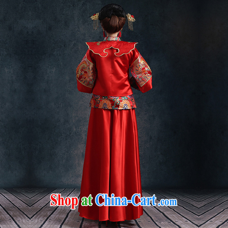 Qi wei bridal show reel new, summer 2015 new Chinese wedding toast long-sleeved clothing wedding dresses red cheongsam dress retro-soo kimono red XXL, Qi wei (QI WAVE), online shopping