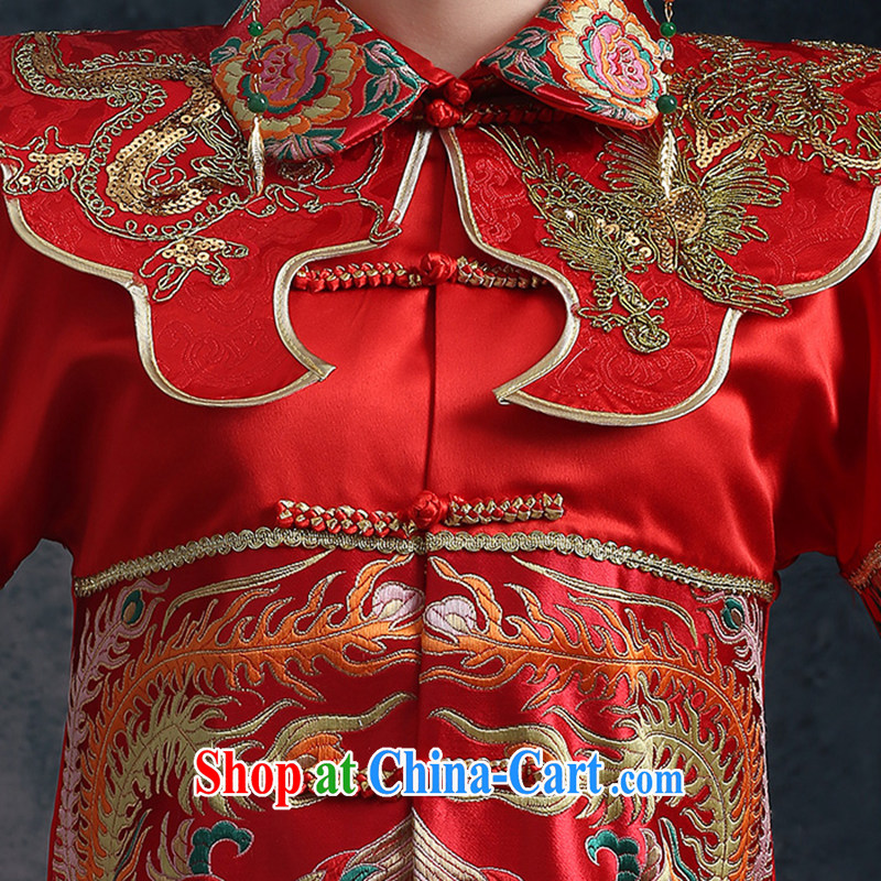 Qi wei bridal show reel new, summer 2015 new Chinese wedding toast long-sleeved clothing wedding dresses red cheongsam dress retro-soo kimono red XXL, Qi wei (QI WAVE), online shopping