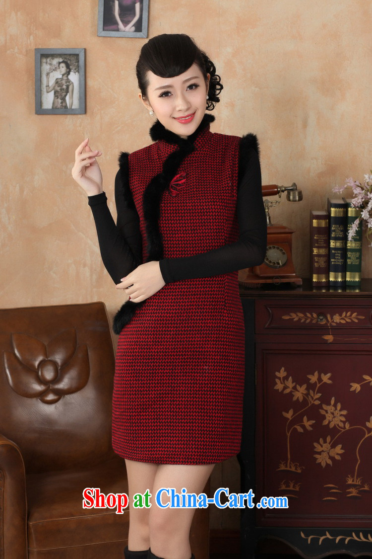 Shanghai, optimize purchase Chinese improved cheongsam dress short skirt winter clothing new, Retro improved tartan wool? rabbit hair collar cheongsam Y 0031 red 40/XXL pictures, price, brand platters! Elections are good character, the national distribution, so why buy now enjoy more preferential! Health