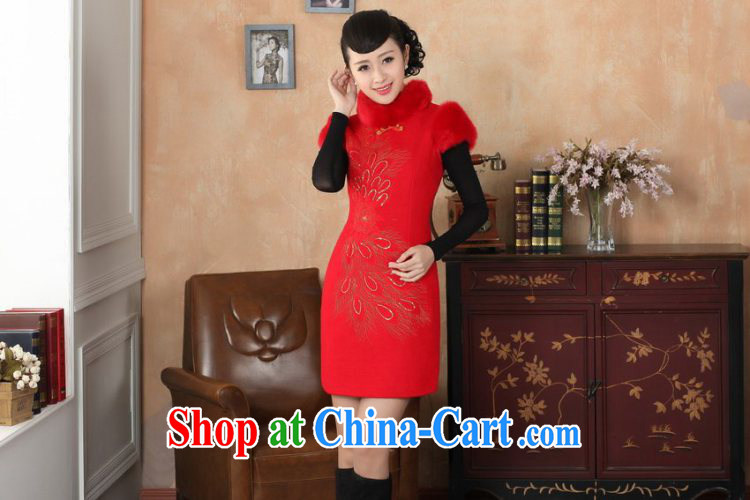 Shanghai, optimize purchase Chinese improved cheongsam dress short skirt winter clothing new, retro-beauty embroidery cotton robes Y 0030 red 40/XXL pictures, price, brand platters! Elections are good character, the national distribution, so why buy now enjoy more preferential! Health
