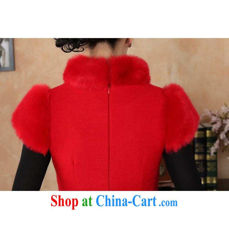 Shanghai, optimize purchase Chinese improved cheongsam dress short skirt winter clothing new, retro-beauty embroidery cotton robes Y 0030 red 40/XXL, Shanghai, optimize, and shopping on the Internet