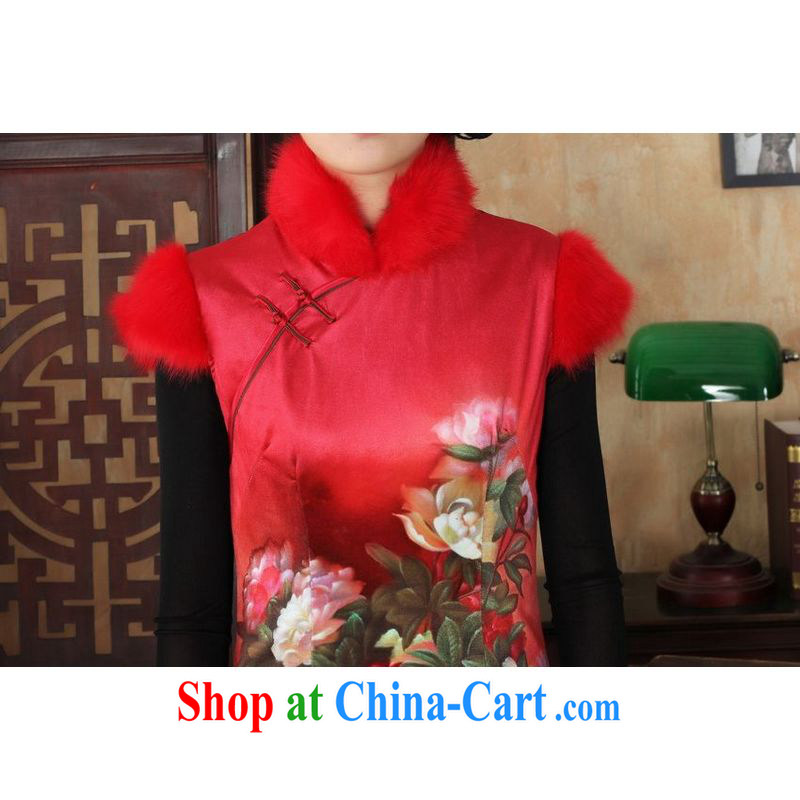 Shanghai, optimize purchase Chinese improved cheongsam dress short skirt winter clothing New-wool and cotton cultivation cheongsam red 40/XXL, Shanghai, optimize, and shopping on the Internet
