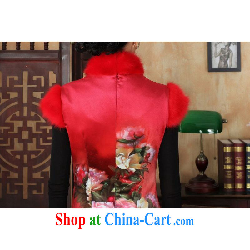 Shanghai, optimize purchase Chinese improved cheongsam dress short skirt winter clothing New-wool and cotton cultivation cheongsam red 40/XXL, Shanghai, optimize, and shopping on the Internet
