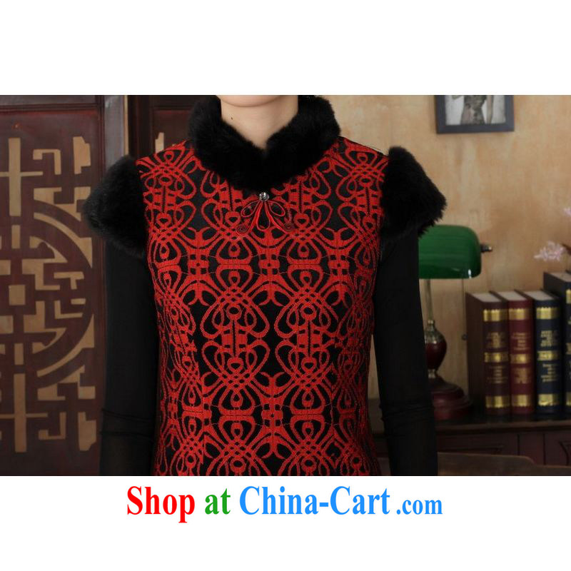 Shanghai, optimize purchase Chinese improved cheongsam dress short skirt winter clothing New-stretch lace gold velour Sau San cheongsam dress Y 0024 red 40/XXL, Shanghai, optimize, and shopping on the Internet