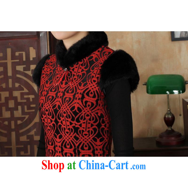 Shanghai, optimize purchase Chinese improved cheongsam dress short skirt winter clothing New-stretch lace gold velour Sau San cheongsam dress Y 0024 red 40/XXL, Shanghai, optimize, and shopping on the Internet