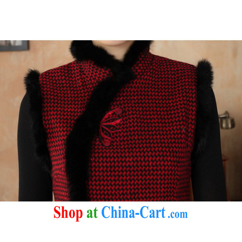 And Jing Ge Chinese improved cheongsam dress short skirt winter clothing new, Retro improved tartan wool that rabbit hair collar cheongsam Y 0031 red 40/XXL, and Jing Ge, shopping on the Internet