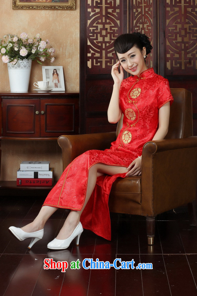 Jing An outfit, Ms. Tang replacing the collar damask long cheongsam dress dresses red 2 XL pictures, price, brand platters! Elections are good character, the national distribution, so why buy now enjoy more preferential! Health