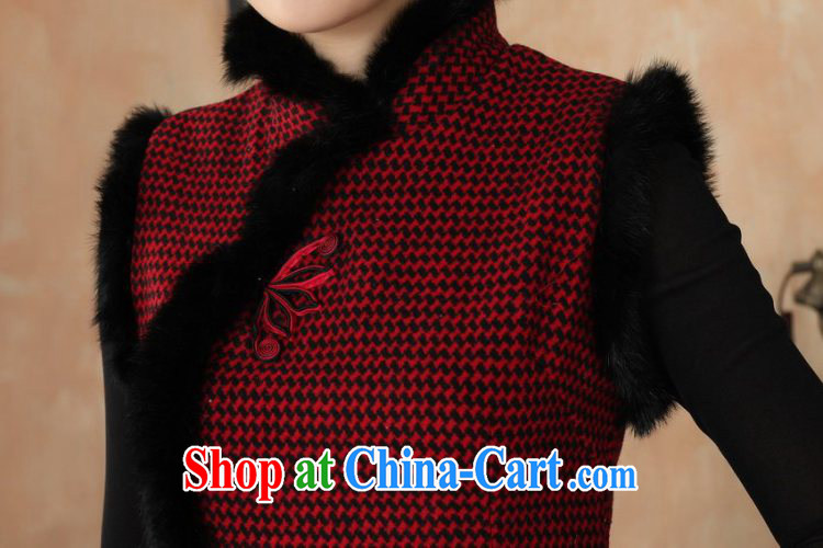 Jing An outfit, Ms. Tang with autumn and winter with new retro improved tartan wool? rabbit hair collar cheongsam red 2 XL pictures, price, brand platters! Elections are good character, the national distribution, so why buy now enjoy more preferential! Health