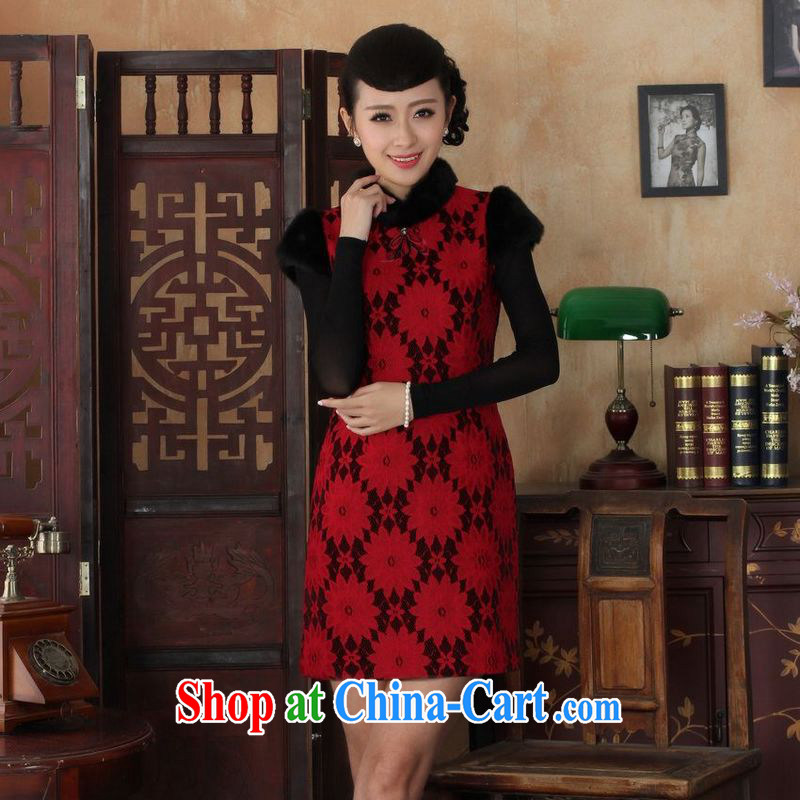 Jing An outfit, Ms. Tang with improved winter dresses, for wool and lace-up waist dress dresses Y 0023 Map Color 2 XL