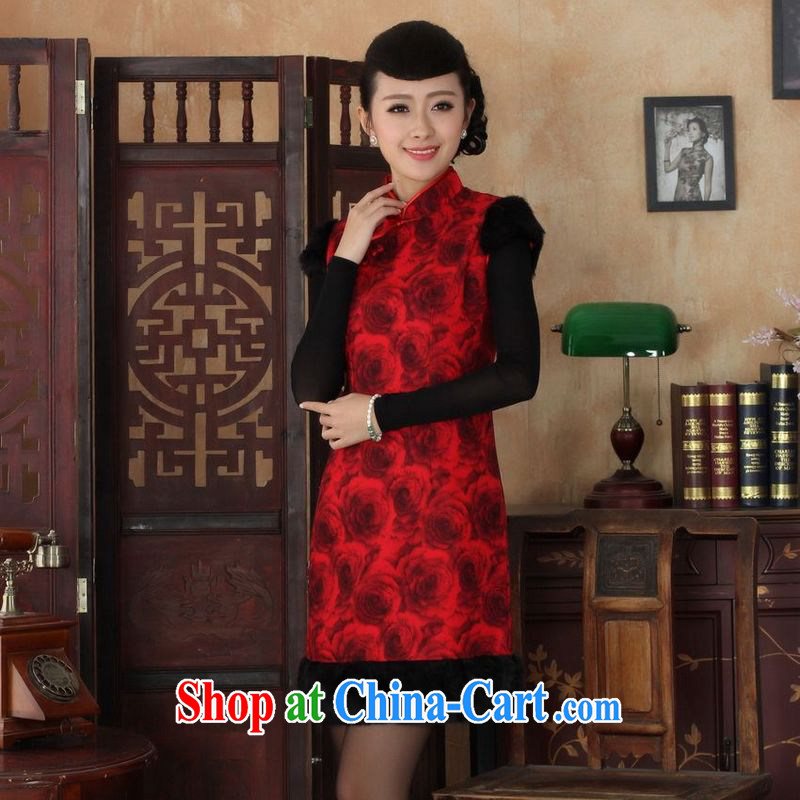 Jing An outfit, Ms. Tang with improved winter dresses, for the waist dress dresses red 2 XL