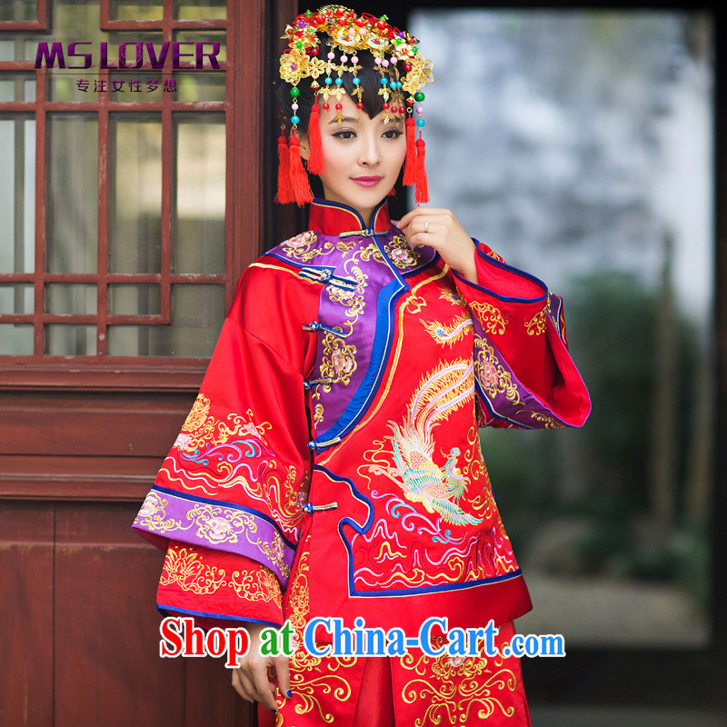 MSLover Phoenix in the new Chinese brides hi serving long-sleeved retro married clothing qipao Sau Wo service XH 141,203 red XL, name, Mona Lisa (MSLOVER), shopping on the Internet