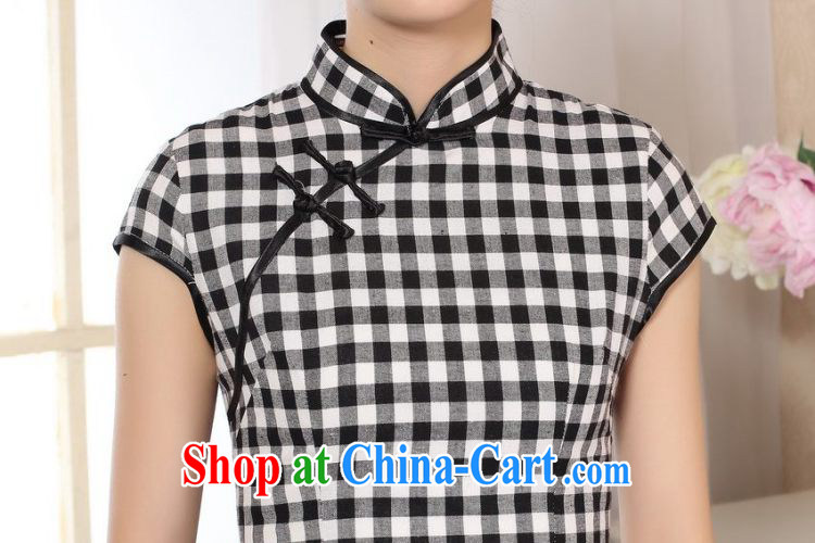 An Jing cotton the retro checked short-sleeved qipao improved daily republic linen clothes summer dresses skirts D 0247 - B Blue on white grid L pictures, price, brand platters! Elections are good character, the national distribution, so why buy now enjoy more preferential! Health