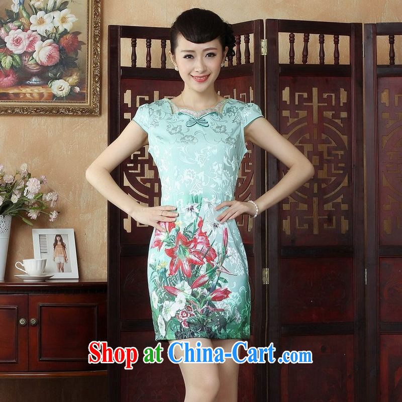An Jing Lady Jane, Jacob embroidery cheongsam improved cheongsam dress summer exclusive fashion beauty dresses D 0243 2XL