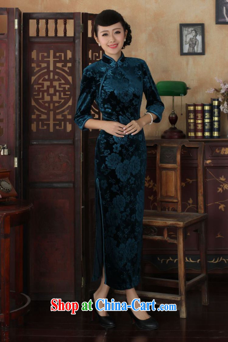 Miss Au King contributed new-stretch the wool long cheongsam 7 cuffs fall and winter dresses, dress blue 2 XL pictures, price, brand platters! Elections are good character, the national distribution, so why buy now enjoy more preferential! Health