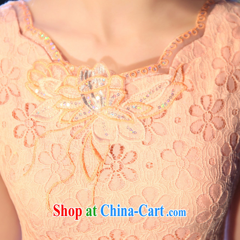 The pro-am 2015 as soon as possible new summer short daily improved stylish lace-short-sleeved retro Ethnic Wind cheongsam pink M - waist 71 cm, the pro-am, shopping on the Internet