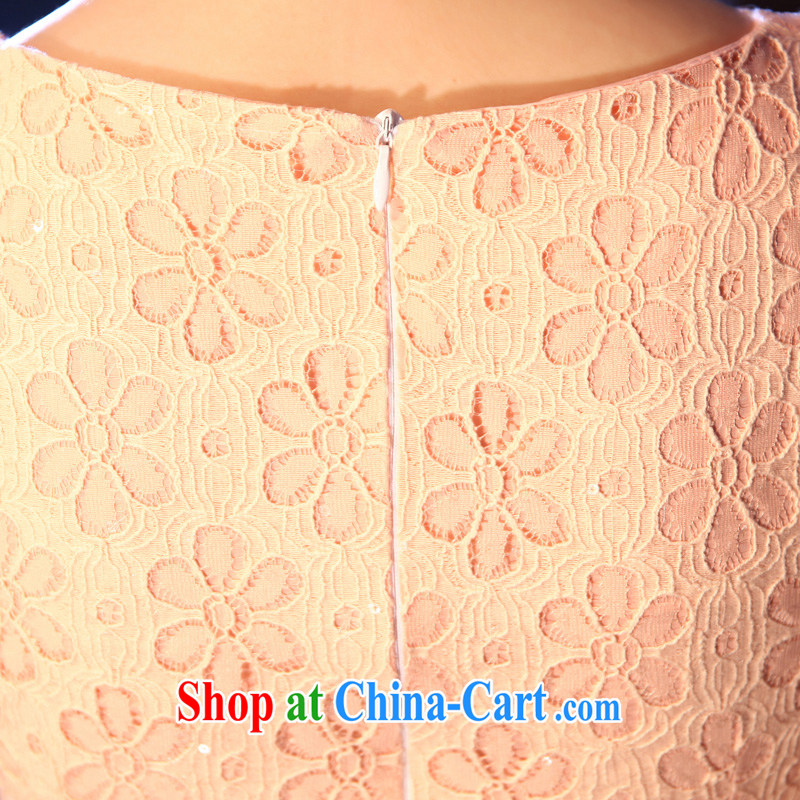 The pro-am 2015 as soon as possible new summer short daily improved stylish lace-short-sleeved retro Ethnic Wind cheongsam pink M - waist 71 cm, the pro-am, shopping on the Internet