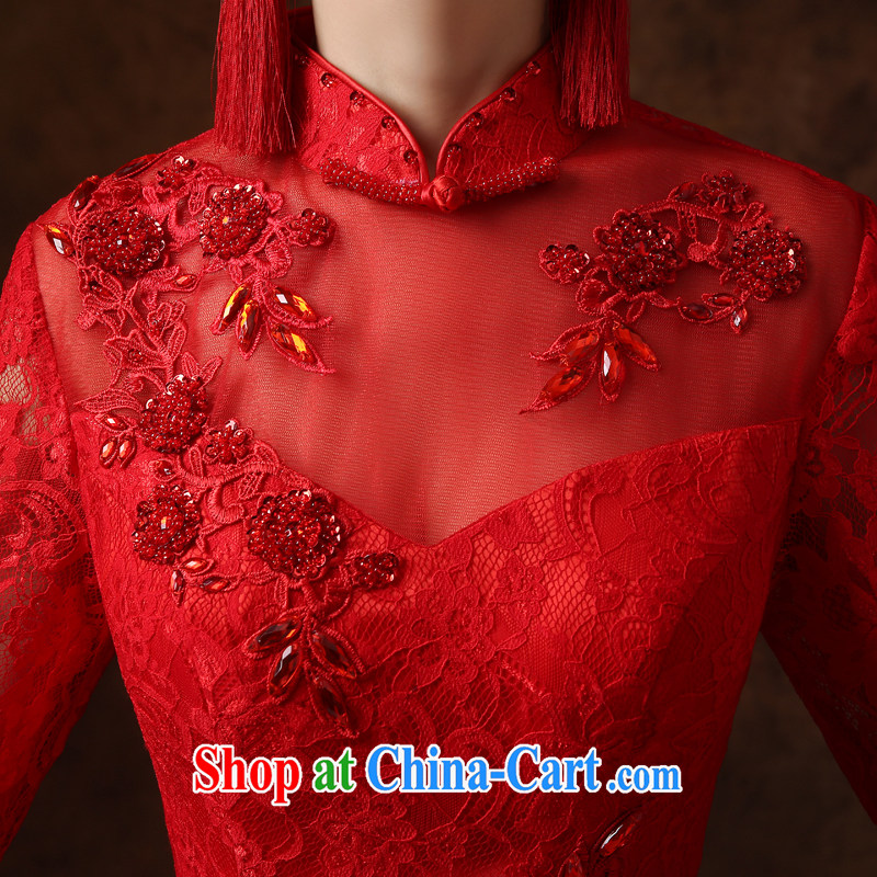 Cheng Kejie MIA toast Service Bridal Fashion dresses 2015 New Red lace long sleeves in marriages served toast XS, Jake Mia, online shopping