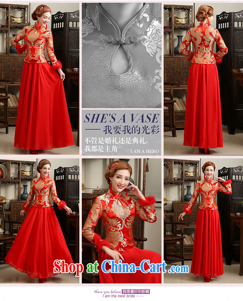 Code hang bridal dresses 2014 winter clothing, long-sleeved retro wedding dresses Wedding Fashion bridal dresses serving toast dress pregnant women made dresses red XL pictures, price, brand platters! Elections are good character, the national distribution, so why buy now enjoy more preferential! Health