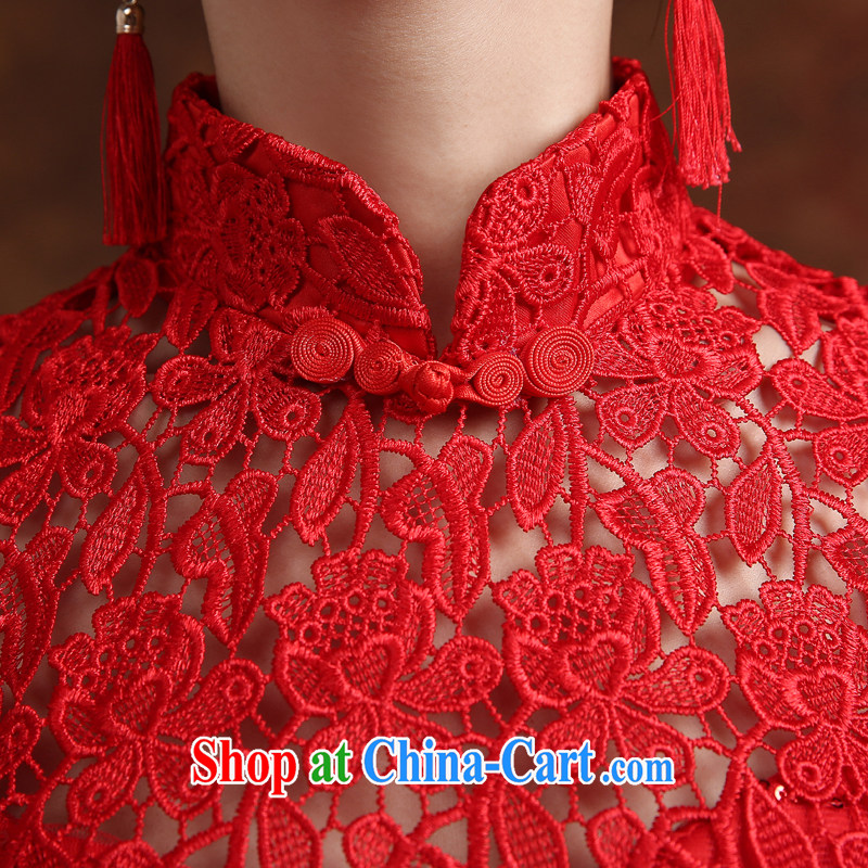 Cheng Kejie MIA toast Service Bridal Fashion 2015 New Red lace retro improved marriage dresses, long evening dress fall and winter XXXL, Jake Mia, shopping on the Internet