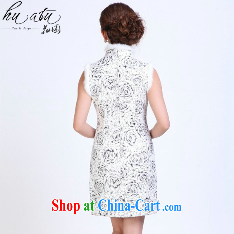 Spend the fall and winter cheongsam dress Chinese Chinese, for lint-free cloth, rabbit hair improved cheongsam thin elegant annual dress cheongsam picture color 2 XL, spend figure, online shopping