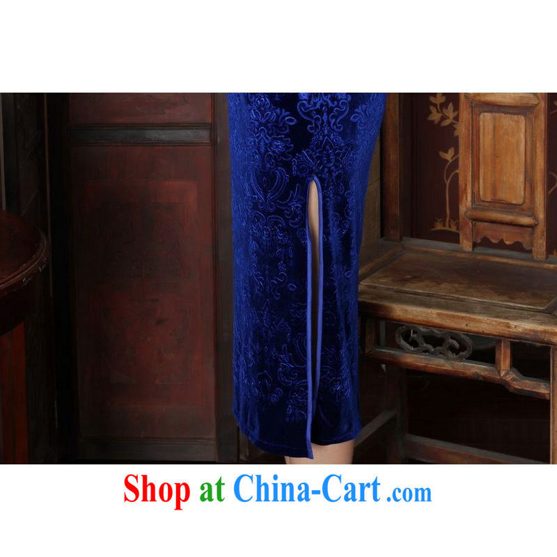 An Jing New-stretch-velvet dresses in 7 sub-cuff fall and winter dresses, dresses, blue 2 XL, facilitating Jing, shopping on the Internet