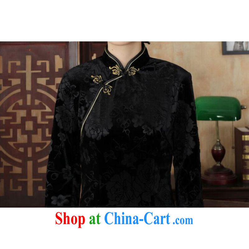 He Jing Ge New-stretch the wool long cheongsam 7 sub-cuff fall and winter dresses, dresses black M, Miss Au King pavilion, shopping on the Internet